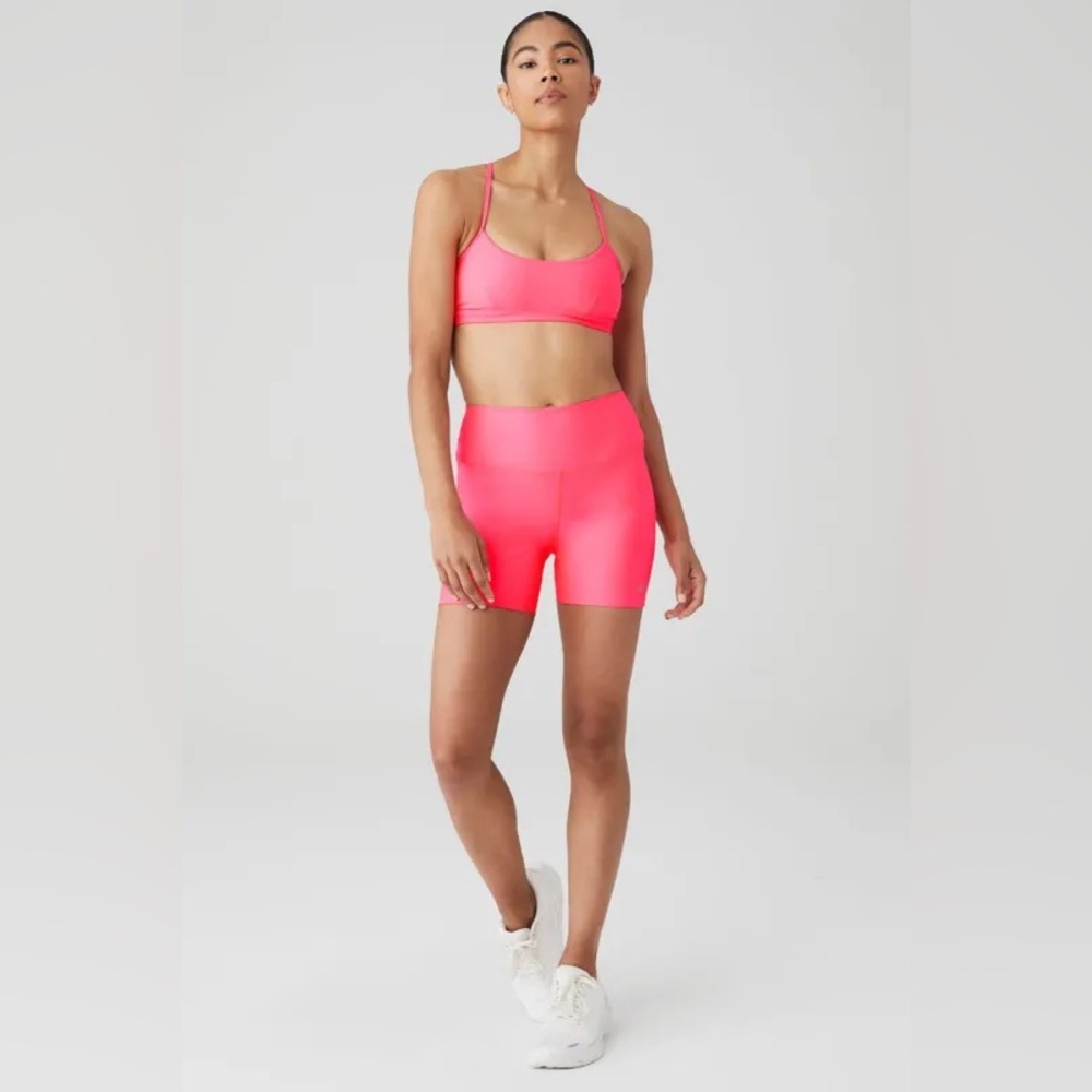 SUPER RARE!🦄 BNWOT ALO Yoga 5” Airlift Energy Shorts L Fluorescent Pink Coral